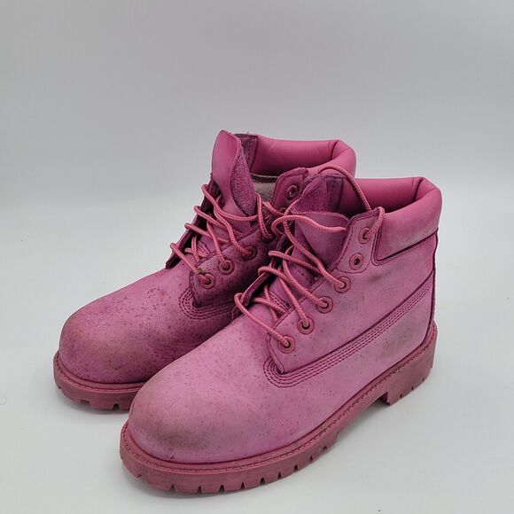 Timberland A148W Primaloft Pink Premium Leather Waterproof Boots Girls Size 2